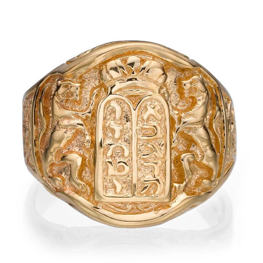 Ten Commandments Ring in 14k Gold - Image 2