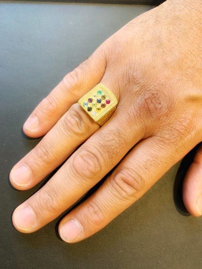 Choshen Semi-Precious Stones Men's Signet Ring in 14K Gold - Image 2