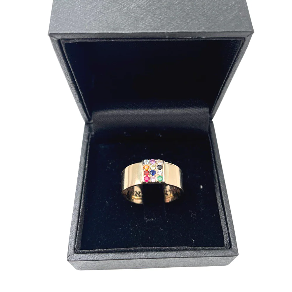 Hoshen Ring with Shema Israel in 14k Gold & Gemstones - Image 4