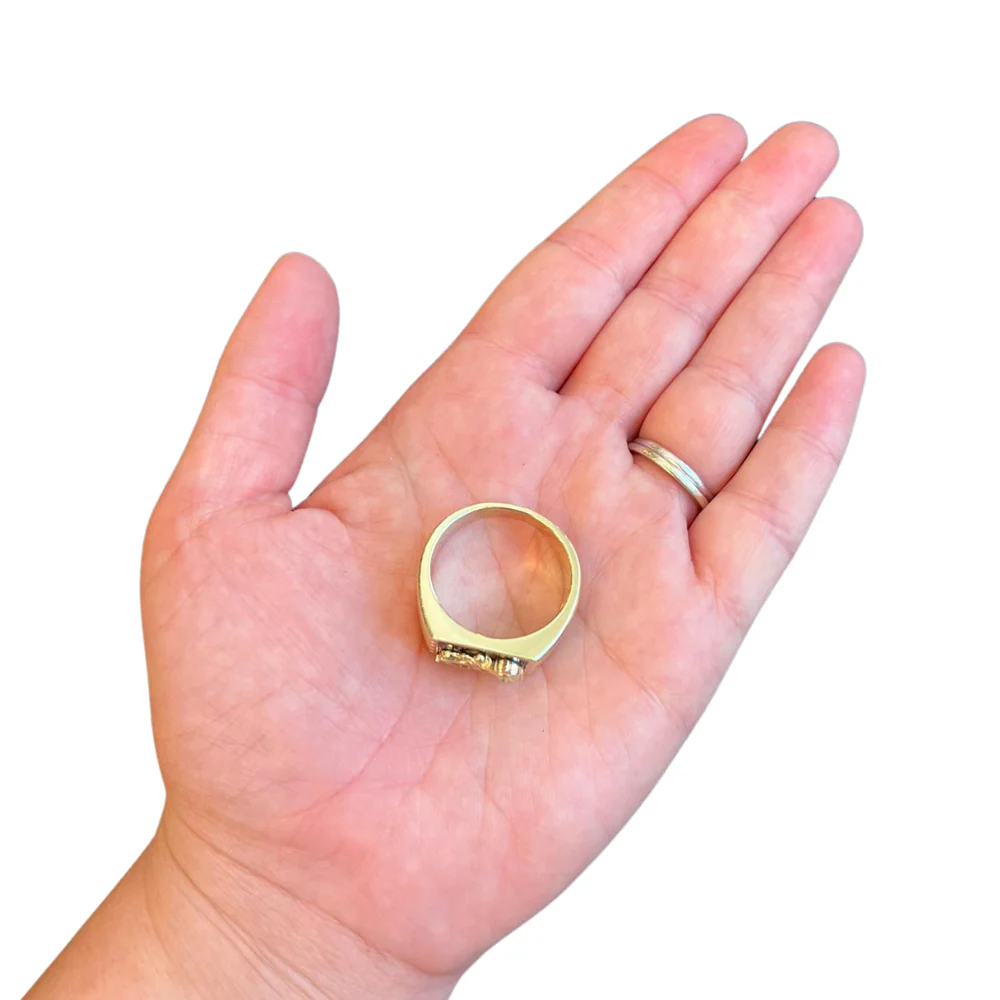 Bob Marley Style 14K Yellow Gold & Onyx Lion of Judah Ring - Image 5