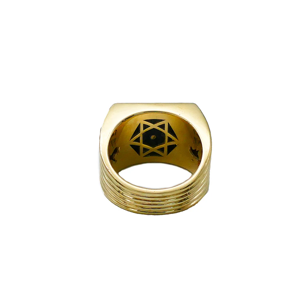 Lion of Judah Ring - Bob Marley Style 14K Yellow Gold Diamond Onyx - Image 3