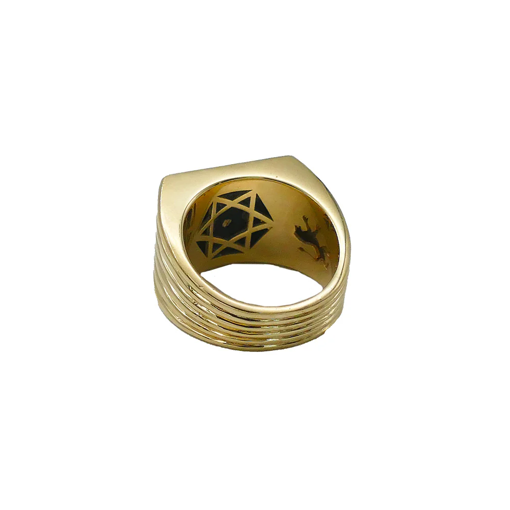 Lion of Judah Ring - Bob Marley Style 14K Yellow Gold Diamond Onyx - Image 6