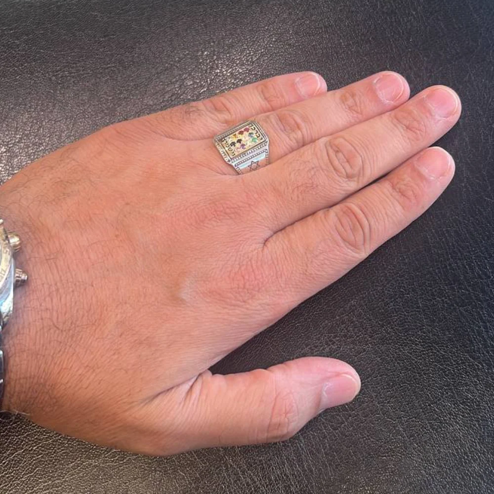 Hoshen Priestly Breastplate Ring in 14K Gold and Silver - Image 3