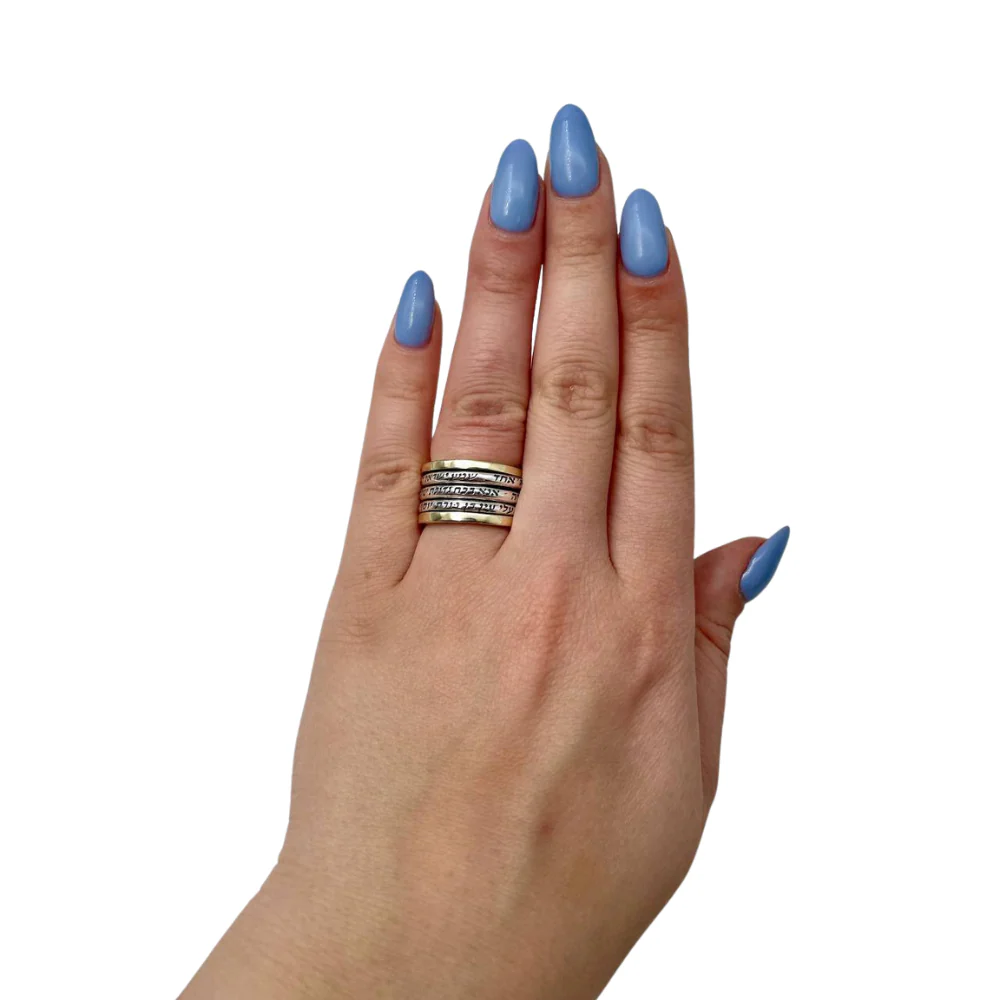 Silver and Gold Kabbalah Triple Spinner Ring - Image 2