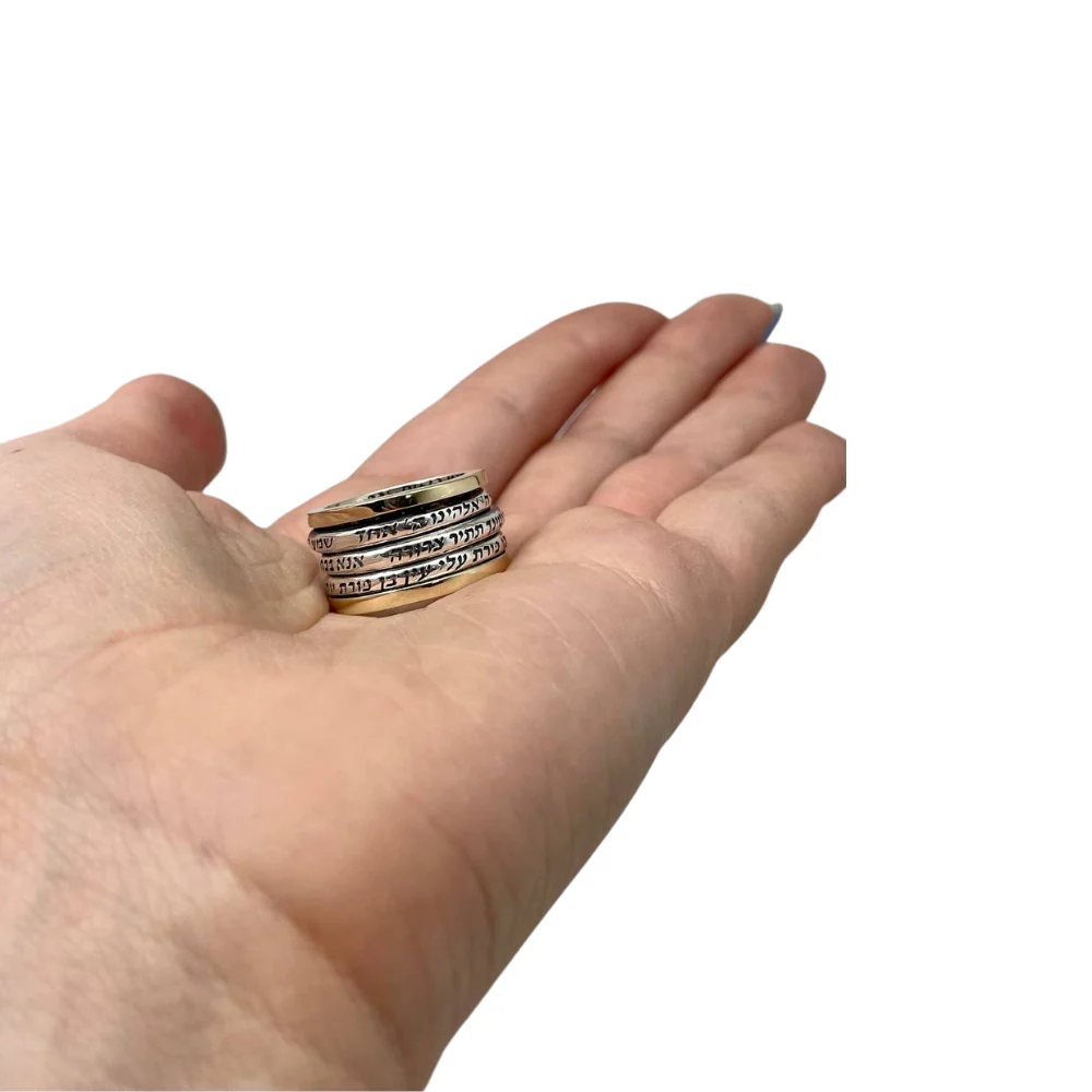 Silver and Gold Kabbalah Triple Spinner Ring - Image 4