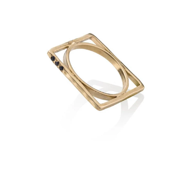 Kabbalah Wedding Ring - 14K Gold with Rubies Square in Circle