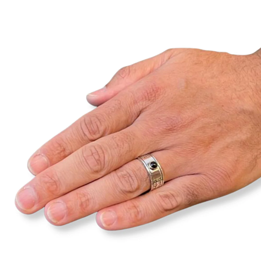 Priestly Blessing Kabbalah Ring - 14K Gold and Silver Black Onyx - Image 3