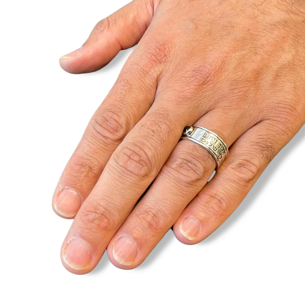 Priestly Blessing Kabbalah Ring - 14K Gold and Silver Black Onyx - Image 4