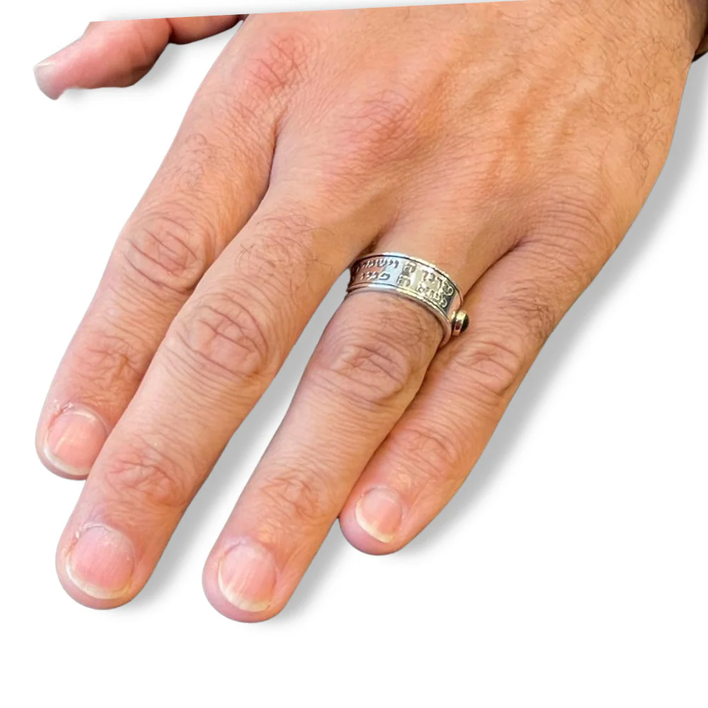 Priestly Blessing Kabbalah Ring - 14K Gold and Silver Black Onyx - Image 5
