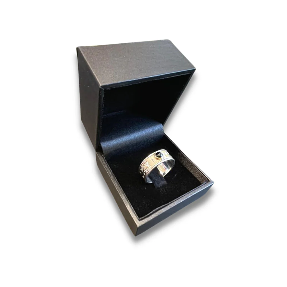 Priestly Blessing Kabbalah Ring - 14K Gold and Silver Black Onyx - Image 8