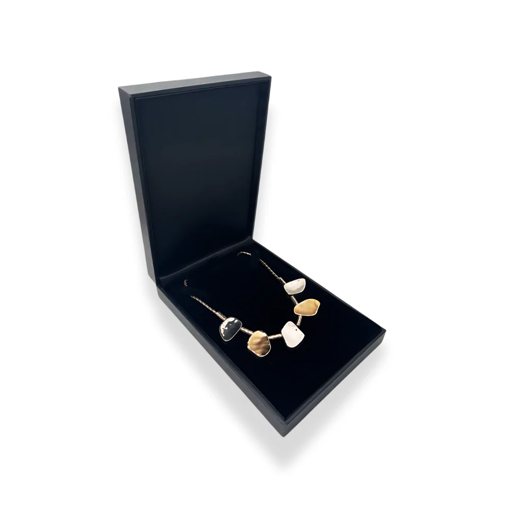 Silver and Gold Jerusalem Stone Style Nugget Necklace - Image 5