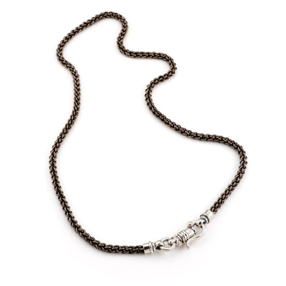 Titanium Chain Necklace With Silver Clasp and Gold Dot