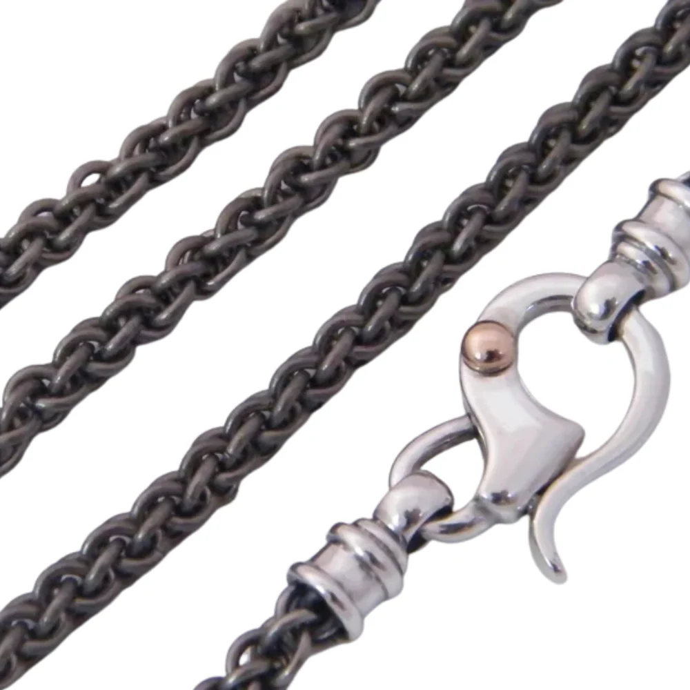 Titanium Chain Necklace With Silver Clasp and Gold Dot - Image 2