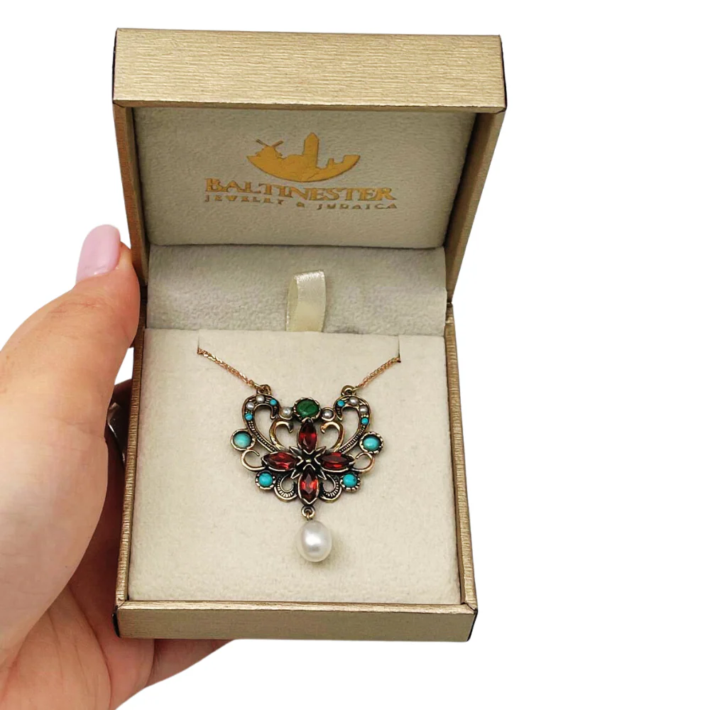 Israeli Designer Gemstone Butterfly Rose Gold Necklace - Image 5
