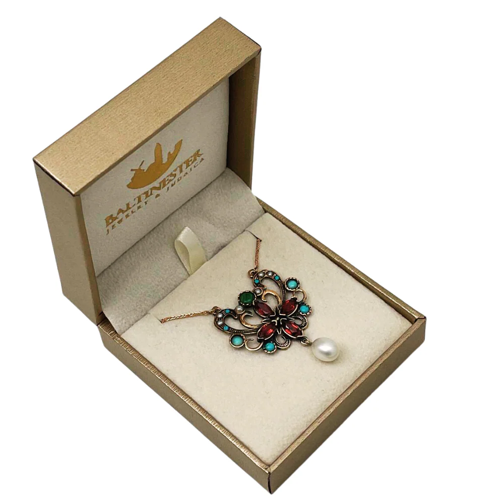 Israeli Designer Gemstone Butterfly Rose Gold Necklace - Image 6