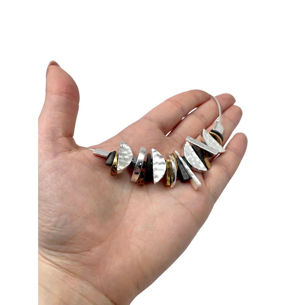 Silver and Gold Plated Crescent Necklace - Electroformed - Image 3