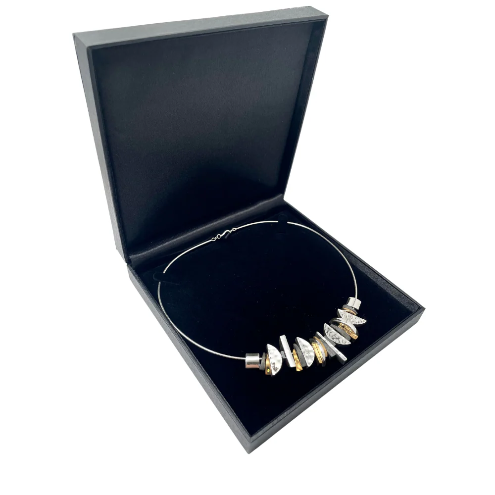 Silver and Gold Plated Crescent Necklace - Electroformed - Image 5