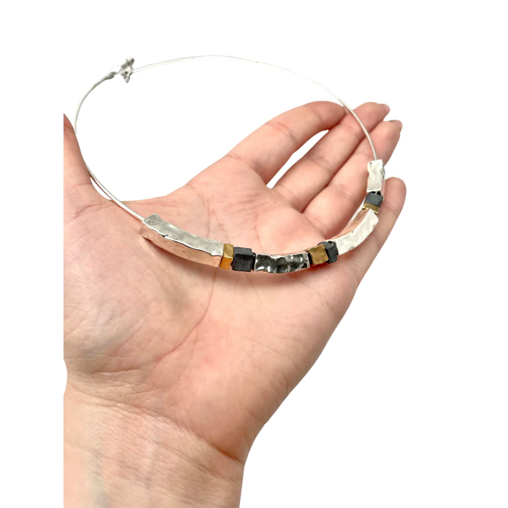 Silver and Gold Plated Pipe Necklace - Electroforming - Image 4