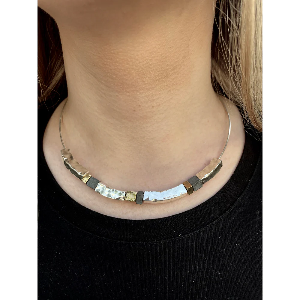 Silver and Gold Plated Pipe Necklace - Electroforming - Image 5