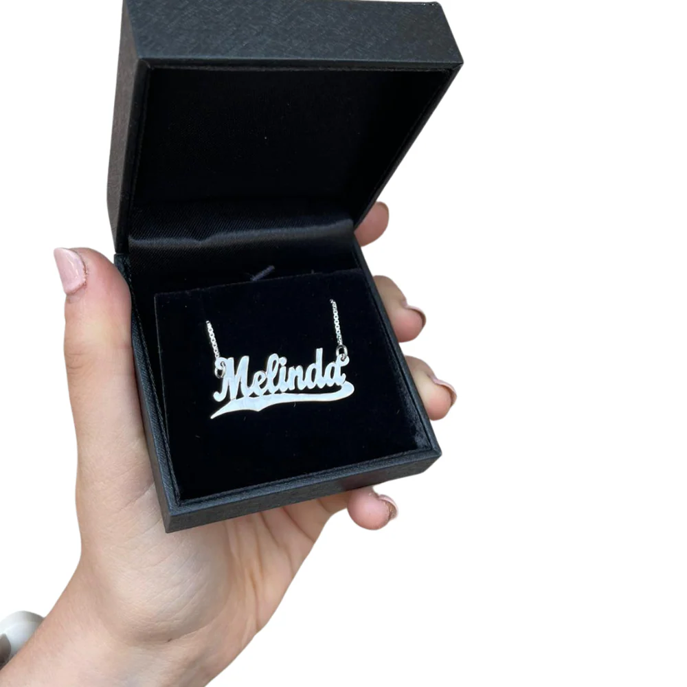 Silver Underlined English Script Name Necklace - Image 4