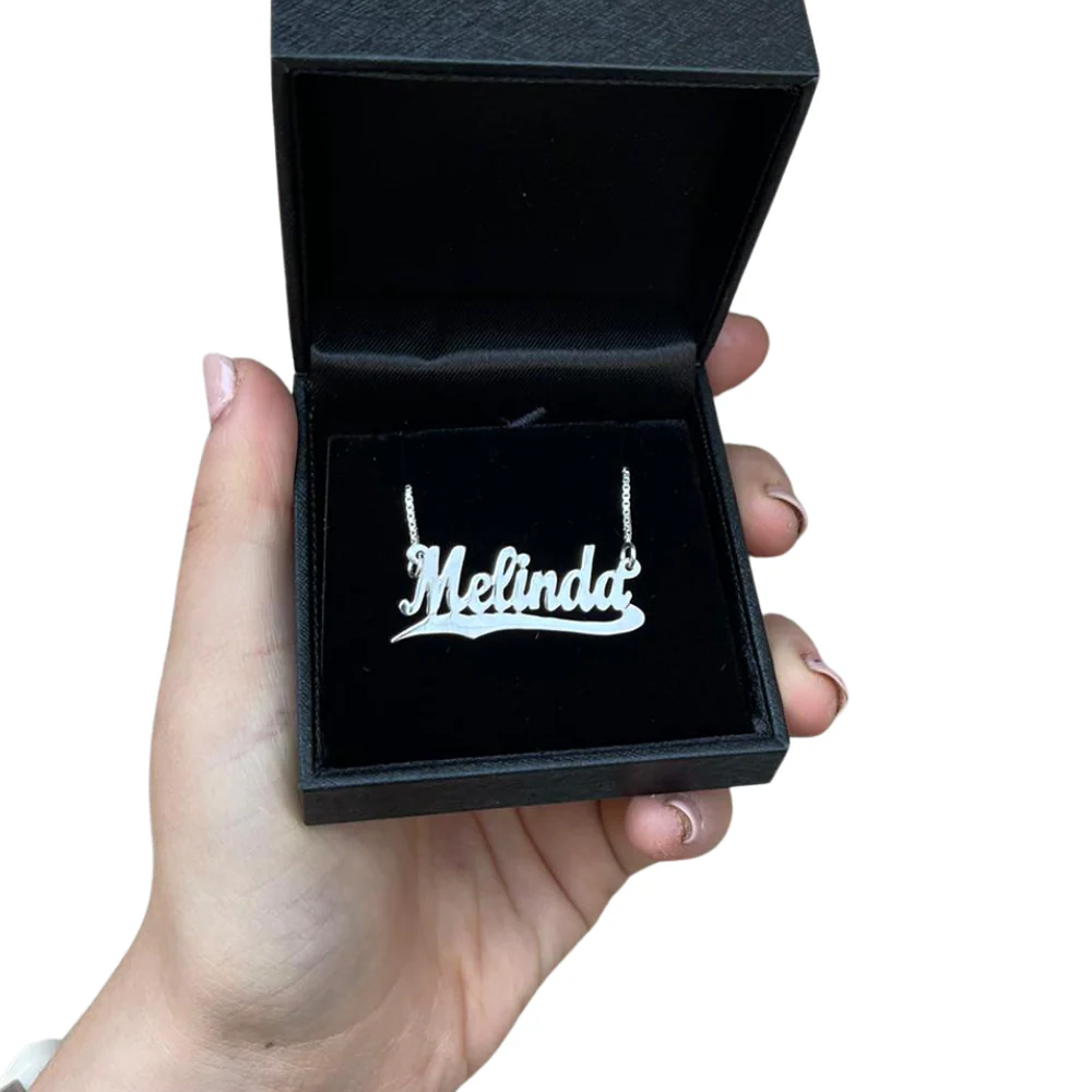 Silver Underlined English Script Name Necklace - Image 5