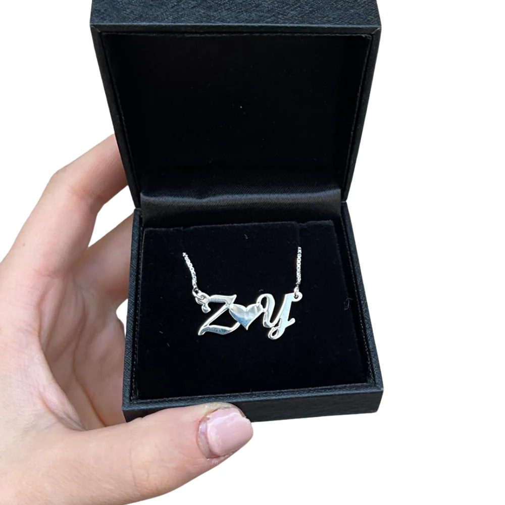 Lovers / Friends Initial Silver Name Necklace - Image 4