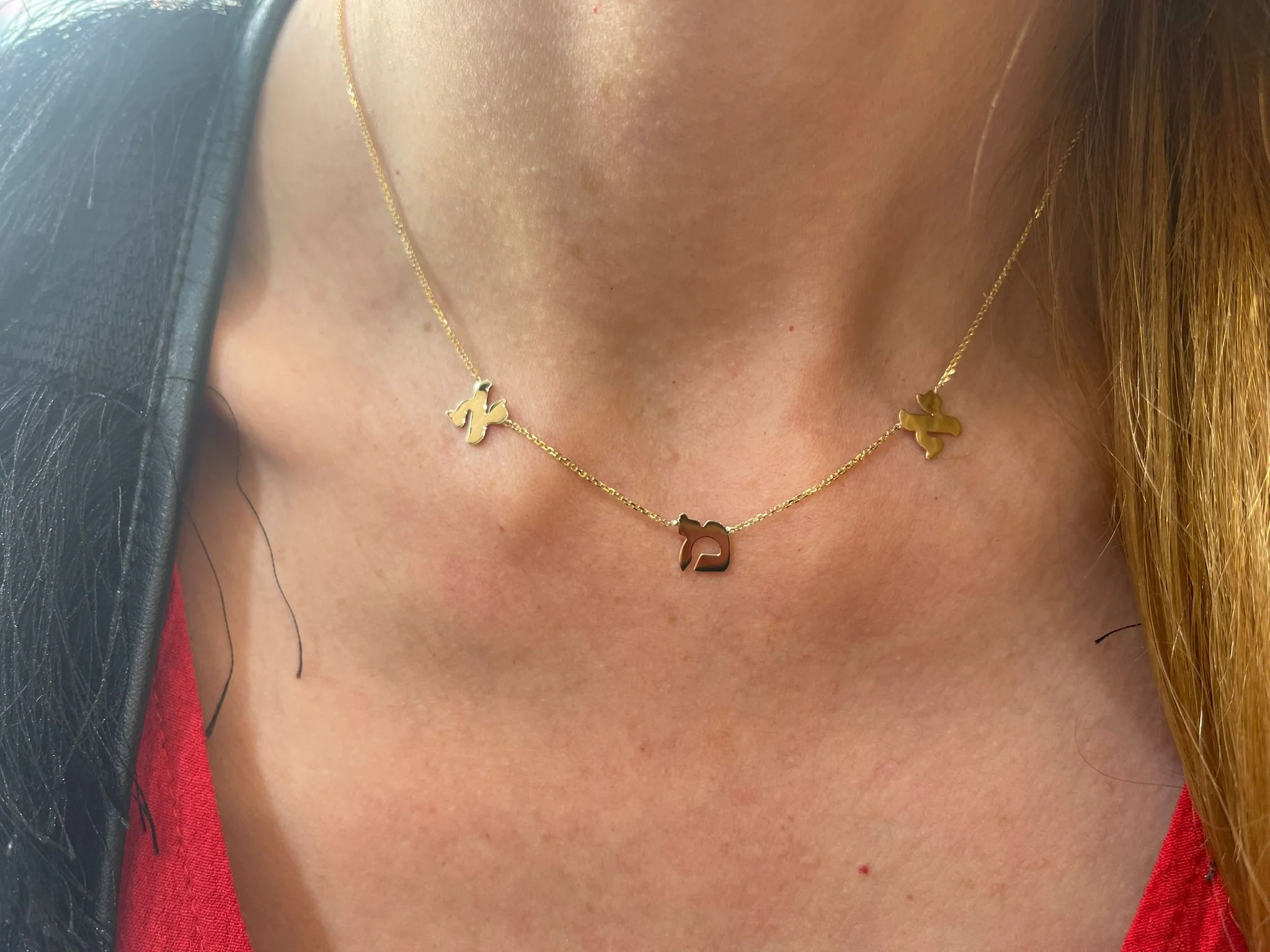 14K Gold Hebrew Initials Name Necklace - Image 3