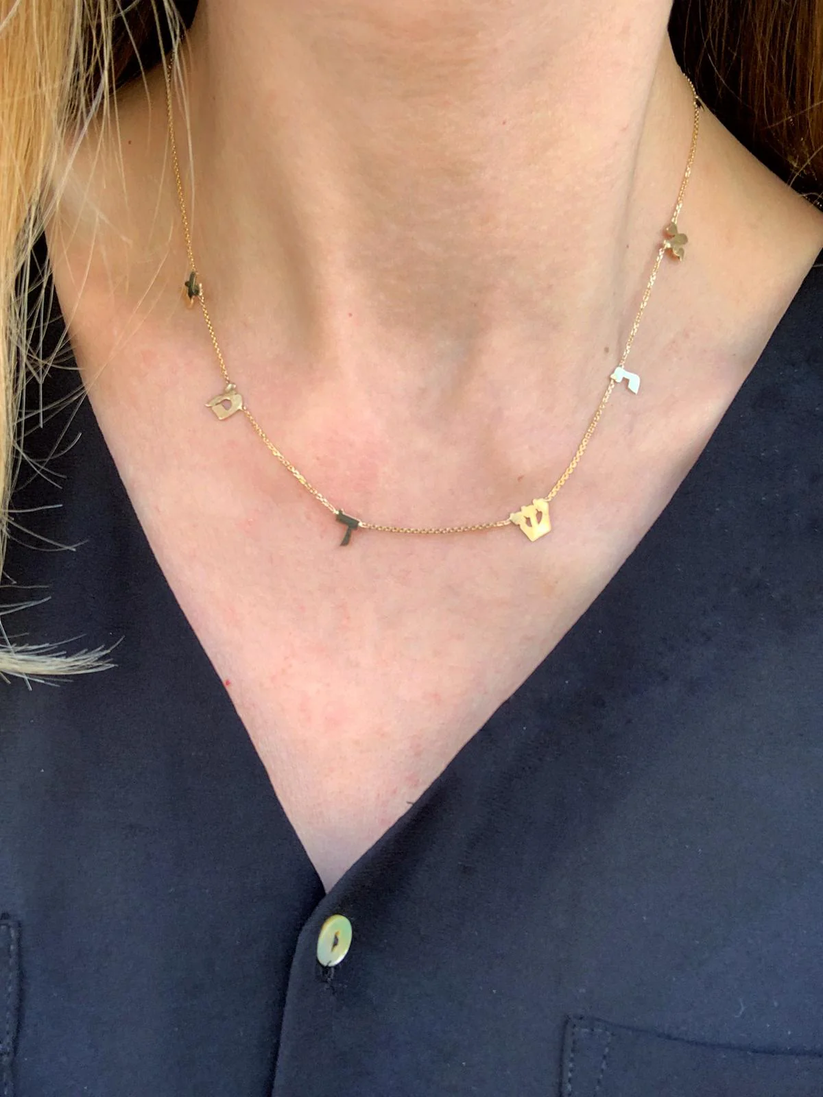 14K Gold Hebrew Initials Name Necklace - Image 4