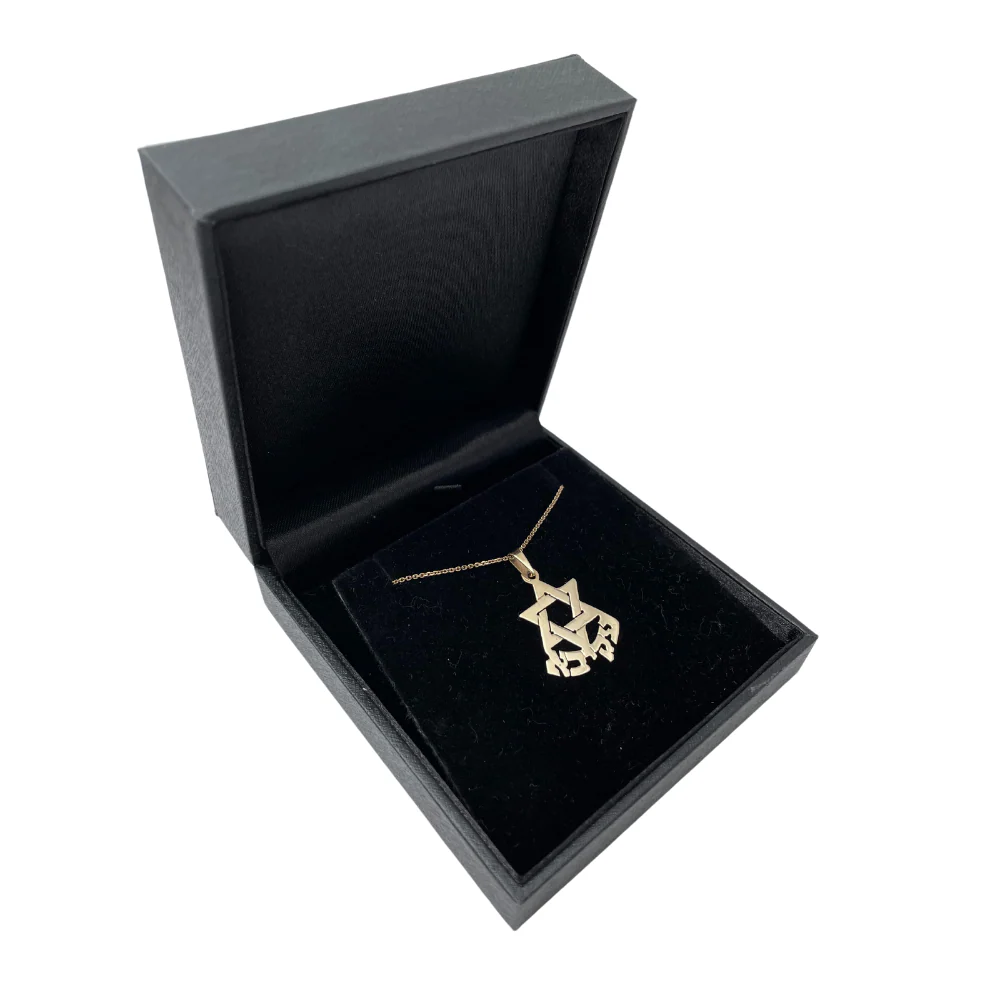 14k Gold Star of David Name Large Pendant - Image 3