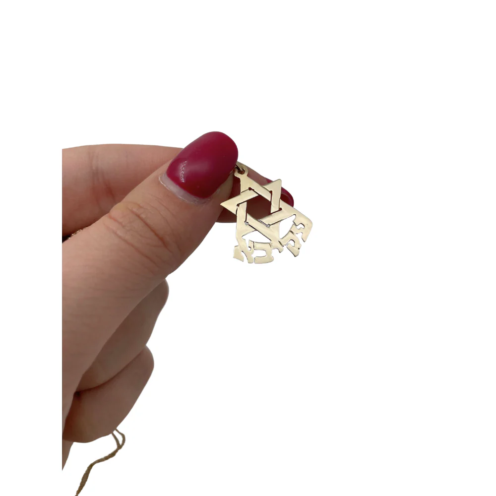 14k Gold Star of David Name Large Pendant - Image 4