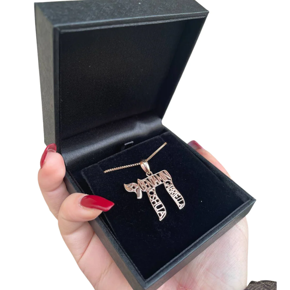 Personalized Name Chai Pendant 14k Gold - Image 2