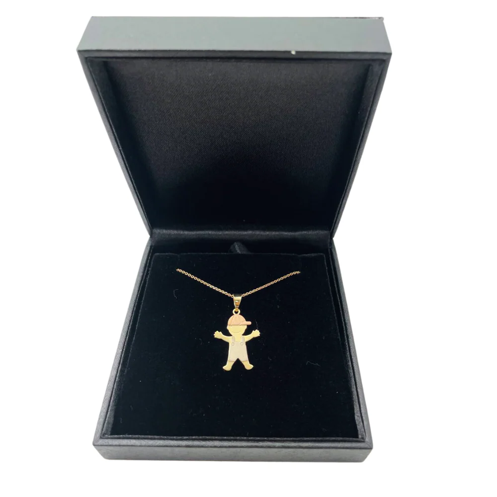 Little Boy Charm Pendant in 14K Tri-color Gold - Image 4