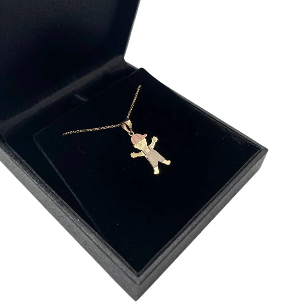 Little Boy Charm Pendant in 14K Tri-color Gold - Image 6