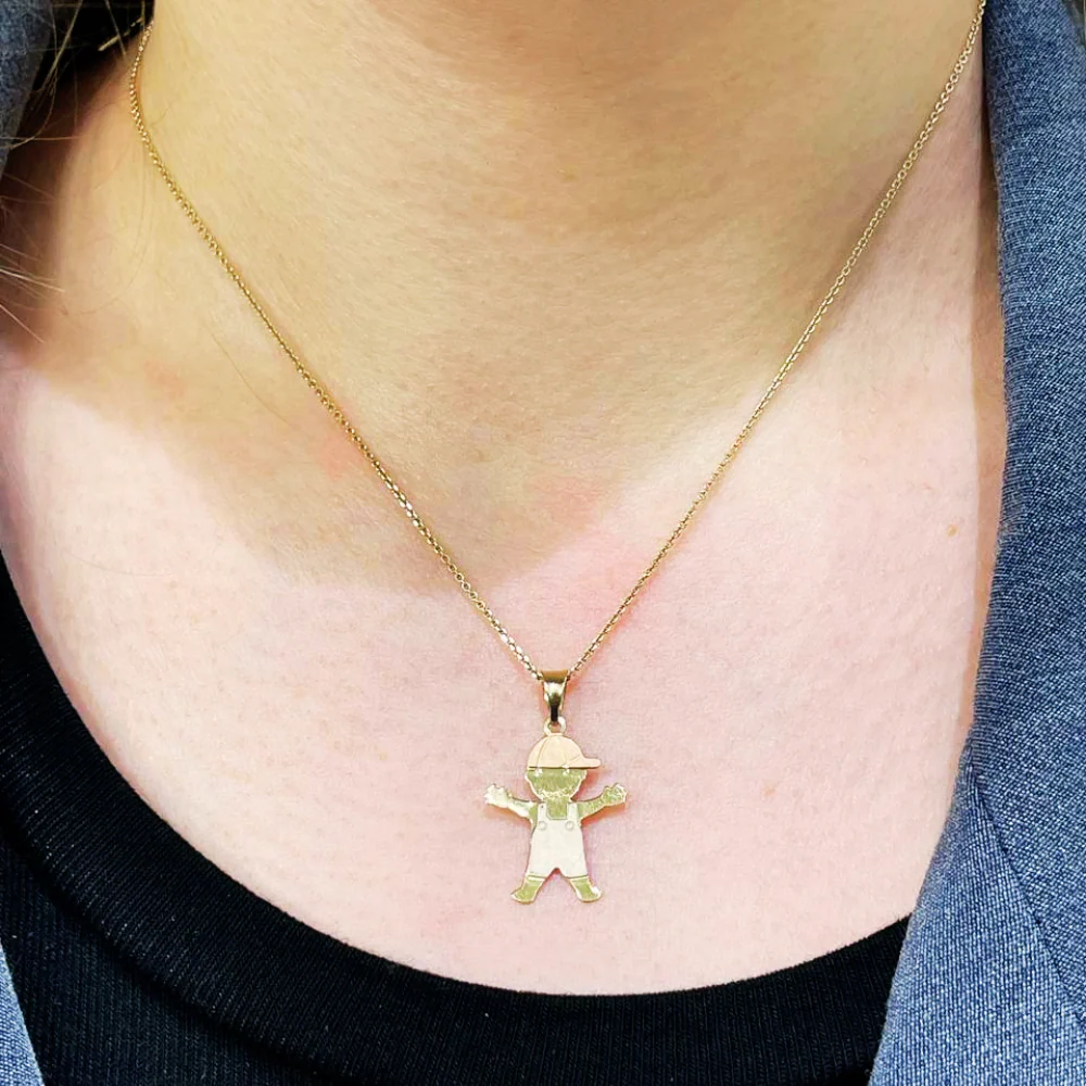 Little Boy Charm Pendant in 14K Tri-color Gold - Image 7