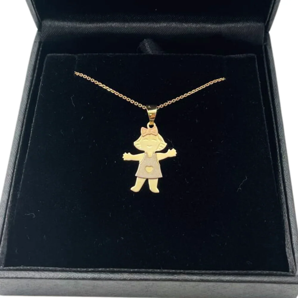 Little Girl Charm Pendant in 14K Tri-color Gold - Image 4