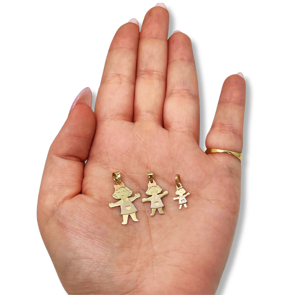 Little Girl Charm Pendant in 14K Tri-color Gold - Image 8