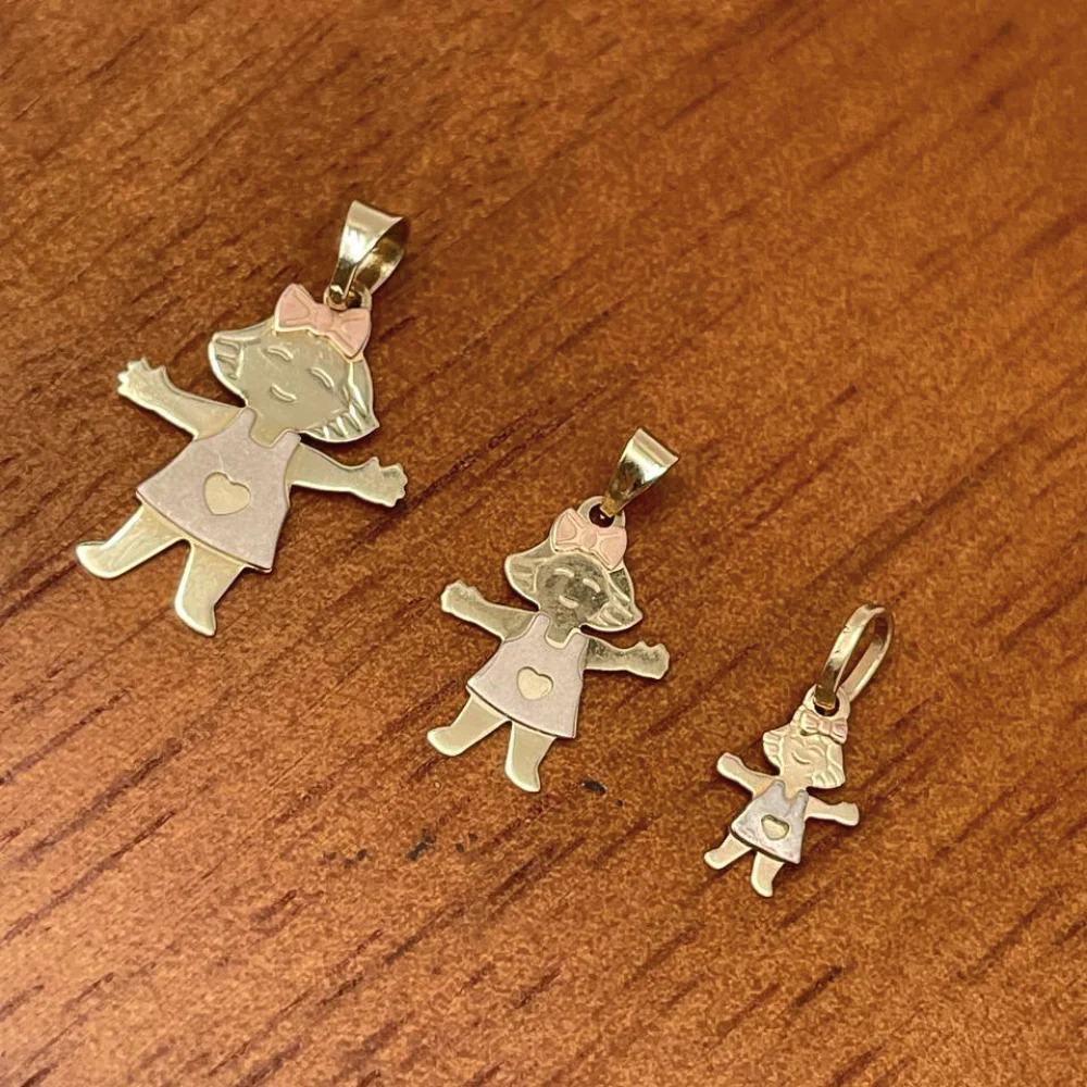 Little Girl Charm Pendant in 14K Tri-color Gold - Image 9