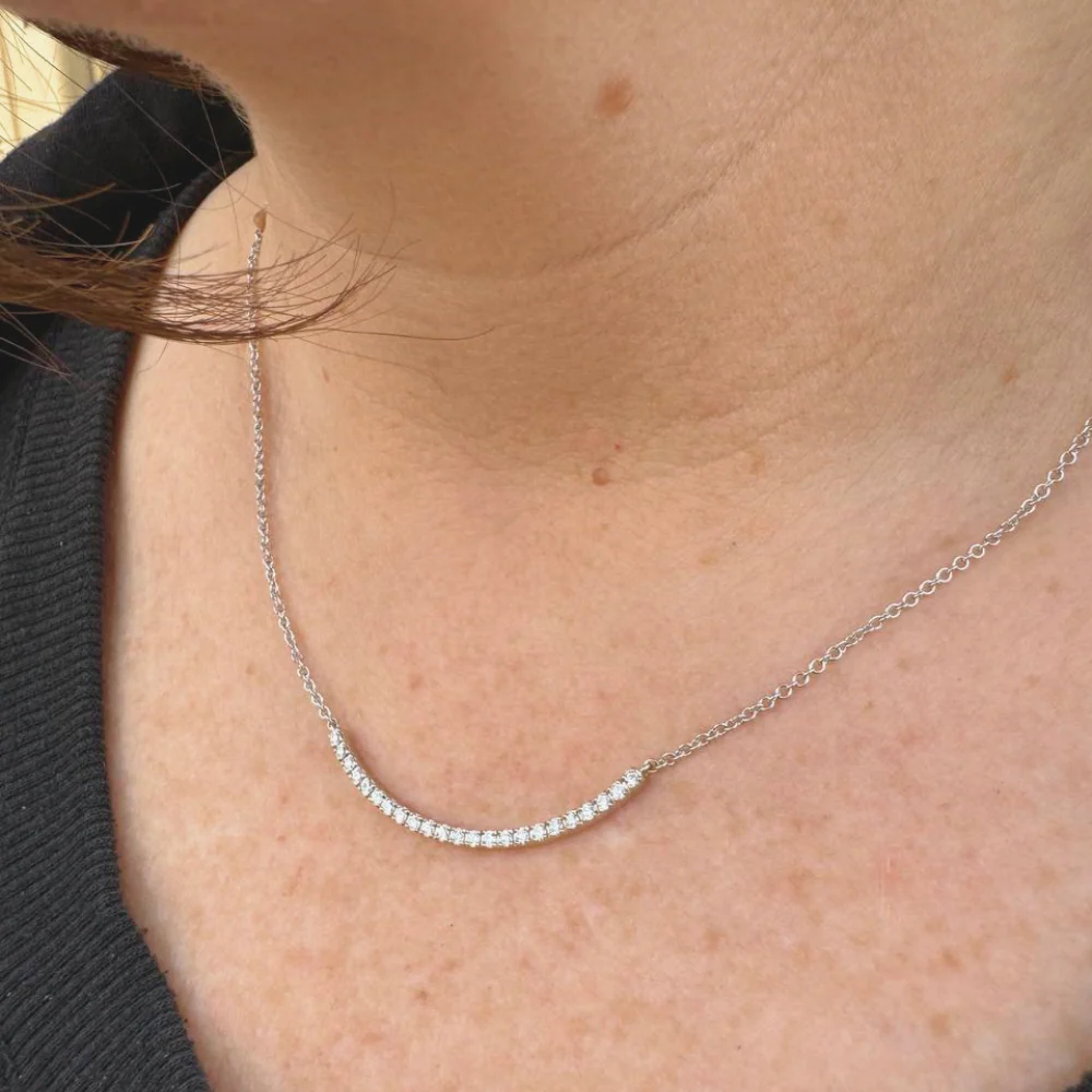 Diamond Crescent / Rainbow Necklace in 14K Gold - Image 3