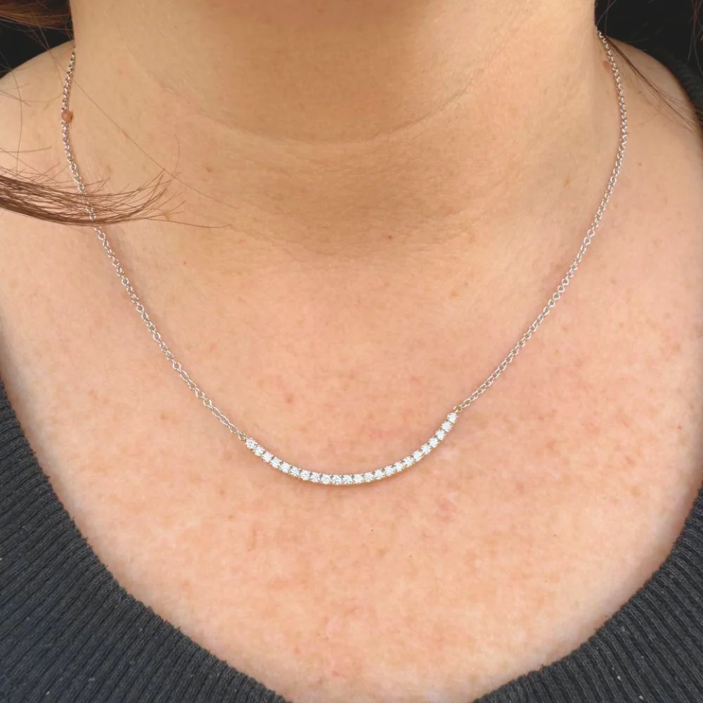 Diamond Crescent / Rainbow Necklace in 14K Gold - Image 4