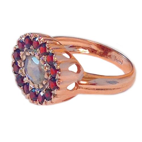14k Rose Gold Ring - Garnets and Labradorite - Image 2