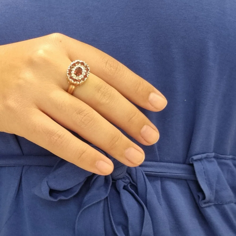 14k Rose Gold Ring - Garnets and Labradorite - Image 3