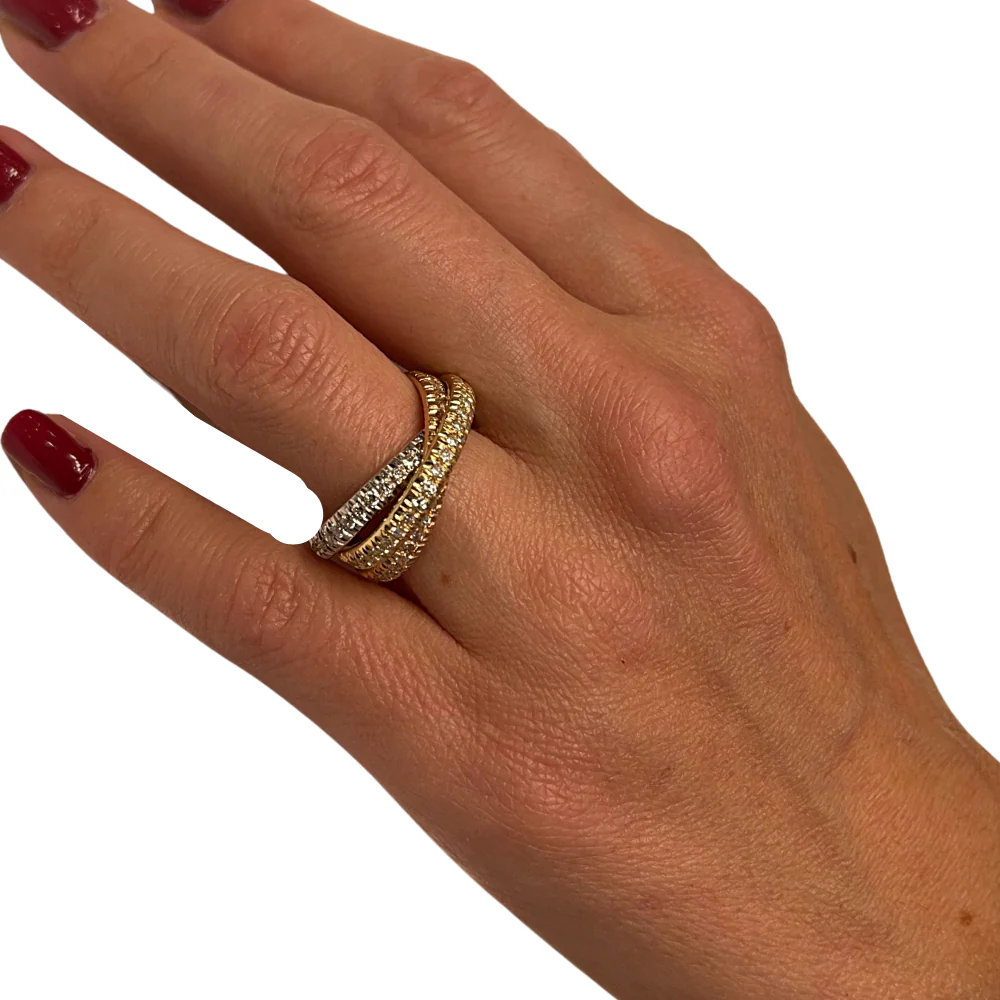 Diamond Interlocking Rolling Eternity Ring in 14K Tri Color Gold - Image 5