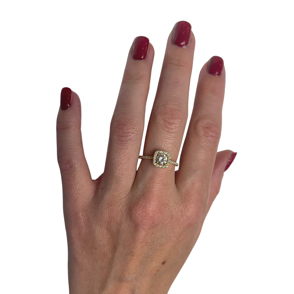 Diamond Square Halo Ring in 14K Yellow Gold - Image 2
