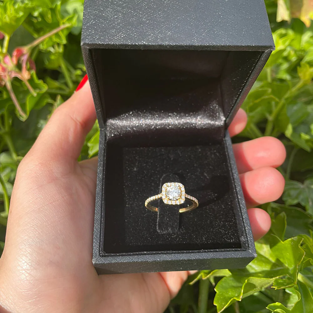 Diamond Square Halo Ring in 14K Yellow Gold - Image 3