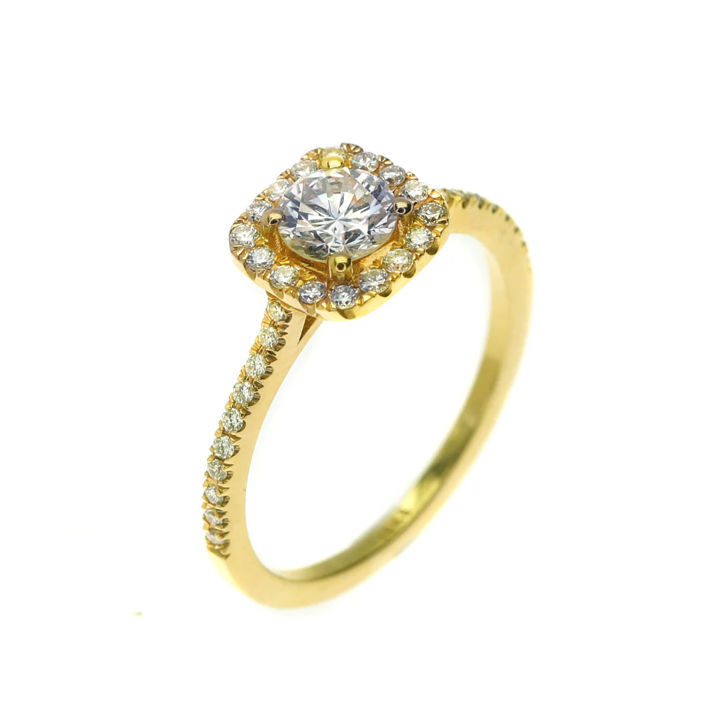 Diamond Square Halo Ring in 14K Yellow Gold - Image 4