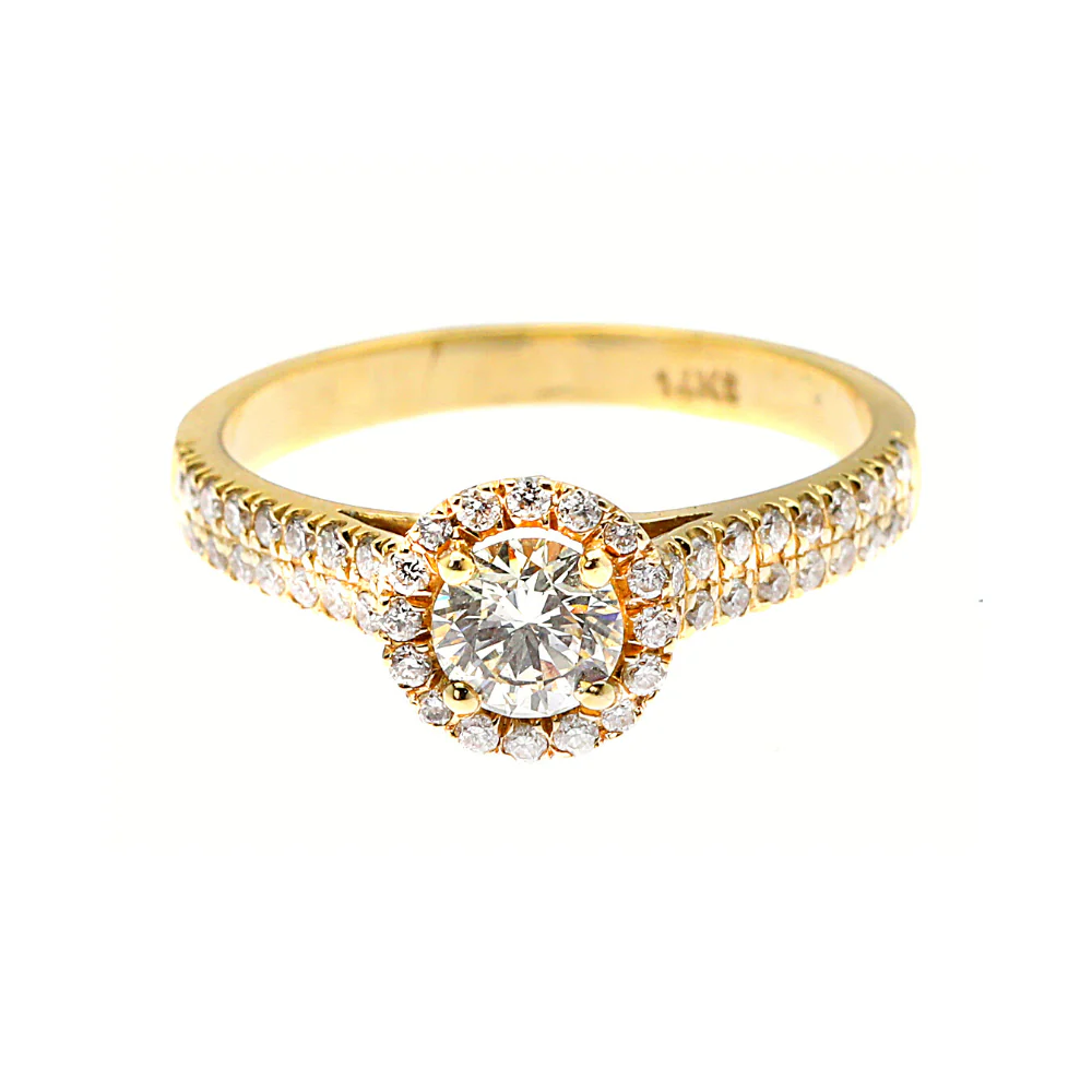 Diamond Halo Ring in 14K Yellow Gold - Image 4