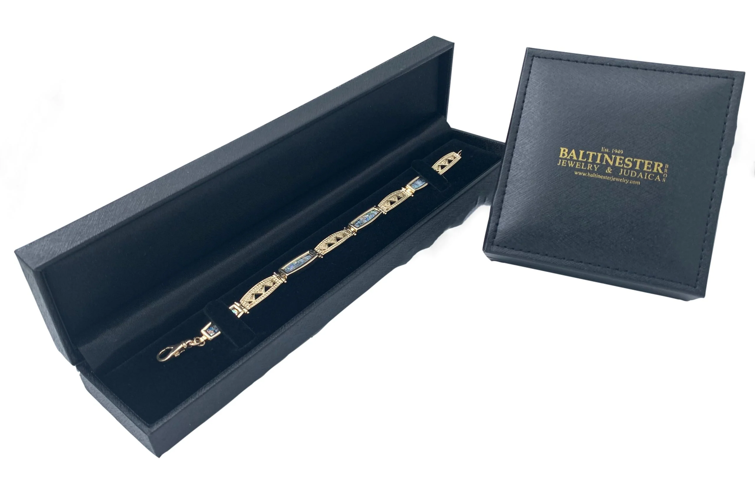 14k Gold Roman Glass Yemenite Design Bracelet - Image 4