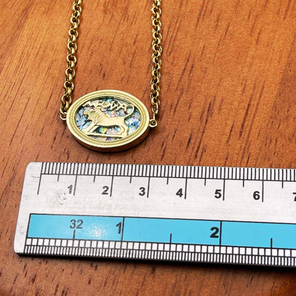 Lion of Megiddo Bracelet in 14K Gold and Roman Glass - Image 8