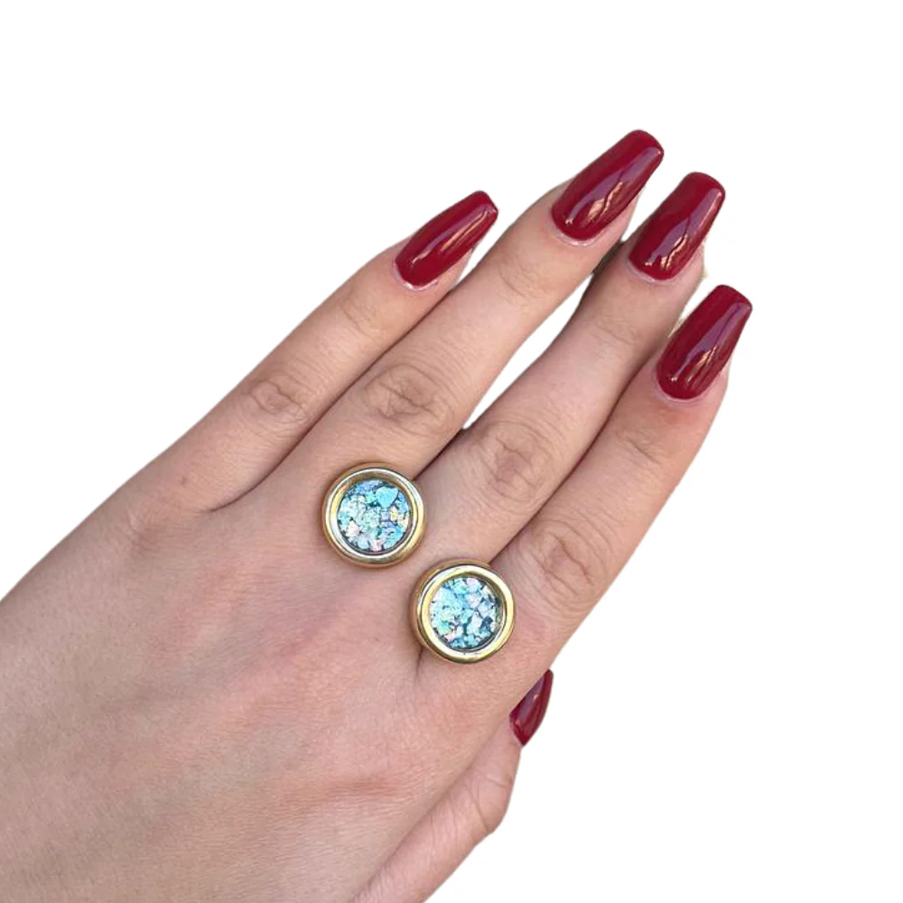 14k Gold Roman Glass Round Cufflinks - Image 4