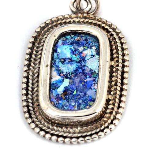 Silver Roman Glass Rounded Beaded Earrings - Image 2